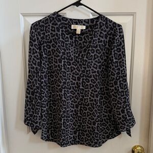Michael Kors Women's Black & Leopard Gray Top